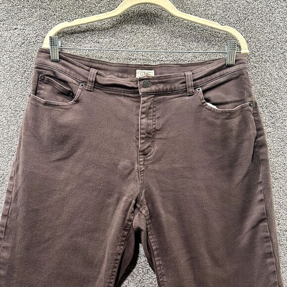 LL Bean Crop Jeans 14P Brown Mid‎ Rise Straight Stretch Denim Casual 5 Pocket - Picture 3 of 13